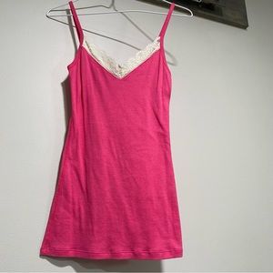 Pink cami lace tank y2k hot pink
